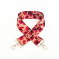 Adjustable wide leopard print bag strap in red and khaki with golden metal swivel hooks - No.19 Red