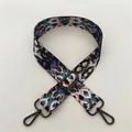 Detalle de correa ancha con estampado étnico con hebilla ajustable y gancho de metal gris - Patrón 4 Hebilla Gris Oscuro
