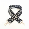 Adjustable crossbody bag strap with grey and white leopard print and gold hardware - Grey Black