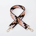 Adjustable retro geometric woven strap with gold hardware for crossbody bags - Coffee 1 With Gold Buckle