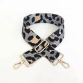 Adjustable crossbody bag strap with leopard print in grey and black with gold buckles - Light Grey Khaki