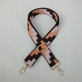 Adjustable geometric strap in brown, orange, and purple with gold metal hooks - Coffee 1 With Silver Buckle
