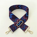 Adjustable wide replacement strap with colorful blue and purple chevron wave pattern - Purple Pattern Gold Buckle