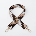 Adjustable wide replacement strap with brown and beige geometric woven patterns - Coffee 2 With Gold Buckle