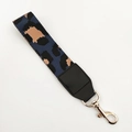 Modern leopard print wristlet strap with nylon webbing and golden metal clasp for bags - Blue