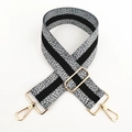 Adjustable 5cm wide gray woven purse strap with white polka dots and gold metal hooks - Grey With Gold Buckle