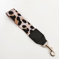 Detail of leopard print nylon wrist strap with gold metal lobster clasp for handbags - Pink