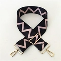 Adjustable wide replacement strap with pink chevron pattern and gold metal hooks - Black Pink Pattern Gold Buckle