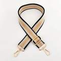 Bandoulière de rechange réglable avec motif à rayures tissées noir et doré brillant - Sangle beige avec boucle dorée
