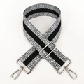 Detail of 5cm wide gray polka dot strap with silver metal hooks and adjustable buckle - Grey With Silver Buckle