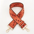 Ethnic wide adjustable replacement strap with orange geometric jacquard and gold metal hooks - Orange