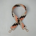 Adjustable geometric camouflage strap with gold lobster clasps in beige and pink - Khaki Silver Buckle