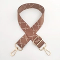 Adjustable wide replacement bag strap with brown and white geometric patterns and gold clips - Light Coffee Gold Buckle