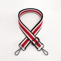 Bandoulière réglable en toile à rayures marine rouge blanc avec crochets argentés - Bleu Marine Boucle Gunmetal