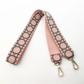 Pink replacement shoulder strap for handbags featuring dark pink cannage embroidery pattern - Long Style / Pink