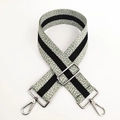 Detail of adjustable wide mint green dot woven strap with silver metal lobster hooks - Matcha Green Silver Buckle