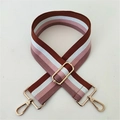 Adjustable woven nylon wide bag strap with colorful stripes and gold metal hardware - Four-Color Pattern Gold Buckle