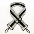 Close-up of 5cm wide adjustable shoulder strap with grey spotted pattern and metal buckles - Matcha Green Gunmetal Buckle