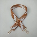 Adjustable wide replacement shoulder strap with brown and white geometric weave patterns - Brown 1 With Silver Buckle