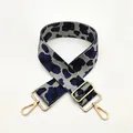 Adjustable leopard print bag strap in blue, black, and gray with golden hooks No. 22 - No.22 Blue Gray