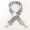 Close-up of jacquard embroidery wide shoulder strap with gold metal lobster clasps - Silver Buckle/Polka Dot / Type B Grey Velvet