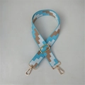 Adjustable geometric blue and brown jacquard shoulder strap with gold metal hooks - Light Blue 1 With Silver Buckle
