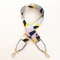 Ethnic style geometric replacement wide strap with yellow and blue patterns - Geometric Patchwork + White Leather