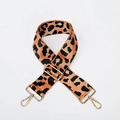 Adjustable wide orange leopard print bag strap with polished gold hardware buckles - Orange