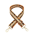 Adjustable crossbody strap with orange leopard print pattern and gold metal hooks - Orange Gold Buckle