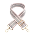 Adjustable fashion shoulder strap with pink and silver sequins and gold metal hooks - Pink Gold Buckle