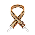 Detailed view of adjustable leopard print bag strap with silver metal swivel hooks - Orange Silver Buckle