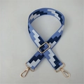 Adjustable blue geometric camouflage replacement strap with gold metal buckles - Lake Blue Silver Buckle