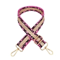 Adjustable leopard print bag strap with pink and gold accents and metal swivel hooks - Rose Pink Gold Buckle