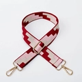 Adjustable geometric woven strap for crossbody bags in red, pink, and beige with gold hardware - Wine Red Gold Buckle