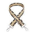 Detail of leopard print bag strap with golden metallic thread and silver lobster claws - Beige Leopard Gold Wire + Silver Buckle