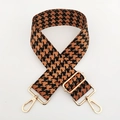 Detail of adjustable black and brown houndstooth strap with golden metal hooks - Silver Clasp / No.18 Black Brown
