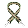Detail of adjustable green leopard woven strap with gold metallic thread and silver hooks - Light Green with Silver Buckle