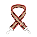 Close-up of leopard pattern strap with gold glitter stripe and silver swivel hooks - Orange Red Silver Buckle