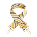 Adjustable nylon shoulder strap with yellow stripes and gold metal swivel clasps - Silver Clasp / Rice-Yellow Grey