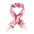 Adjustable zebra print bag strap with pink and white pattern and gold metal hooks - Pink Rose Red