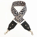 Verstellbarer Taschenurt mit Leopardenmuster, schwarzem Leder und goldener Hardware - Beige