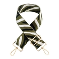Adjustable wide replacement strap with green and black zebra pattern and gold metal hooks - Army Green-Black White