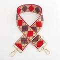 Verstellbarer breiter Taschenriemen mit rot-grauem Rautenmuster und goldenen Haken - Khaki Basis Rot Grau Argyle