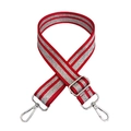 Bandoulière réglable de 3,8cm rouge avec lignes argentées pailletées et mousquetons - Rouge Vin Boucle Argentée