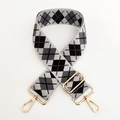 Adjustable wide replacement bag strap with classic British grey argyle geometric pattern - Grey Base Coffee Grey Argyle