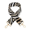 Adjustable zebra print wide shoulder strap with golden metal buckles for handbags - Black-White Rice