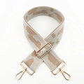 Detail of adjustable woven beige strap with premium golden metal lobster clasps - Silver Clasp / Khaki Brown Gray