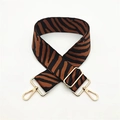 Brown zebra pattern bag strap with gold metal hooks and adjustable buckle for crossbody bags - Silver Clasp / Black Brown