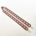 Pink woven replacement shoulder strap with black geometric patterns and gold lobster hooks - Short Style / Pink