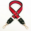 Correa de hombro ancha ajustable roja y negra con ganchos giratorios de metal dorado - Black Red and Black